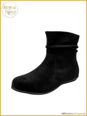 Wide Width Low Heel Ankle Boots Side Zipper Comfort Memory Foam